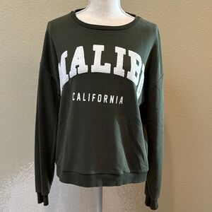 MALIBU California Olive Green Sweatshirt, Size S